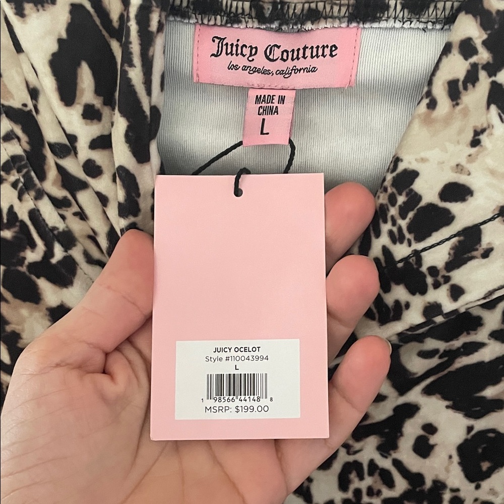 Juicy Couture Black and Cream Ocelot-Print Wide-Leg Pant track suit - Picture 4 of 4